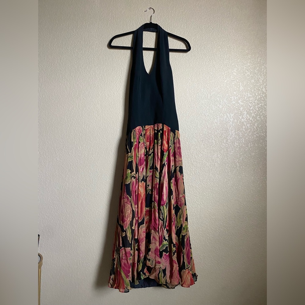 Vtg Nicole Miller drop wait floral dress